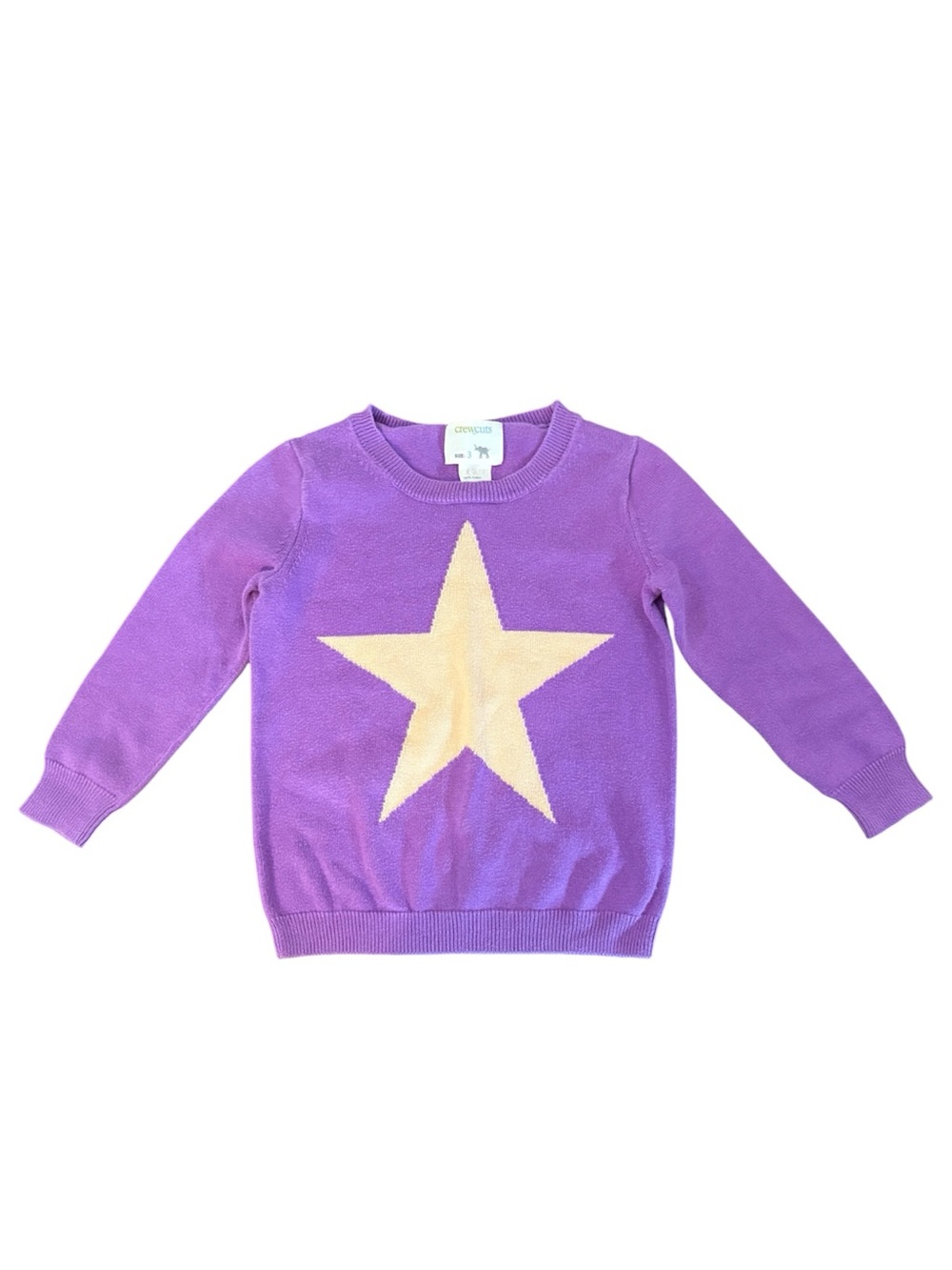 J Crew CrewCuts Purple Star Knit Cotton Sweater - Kids Size 3